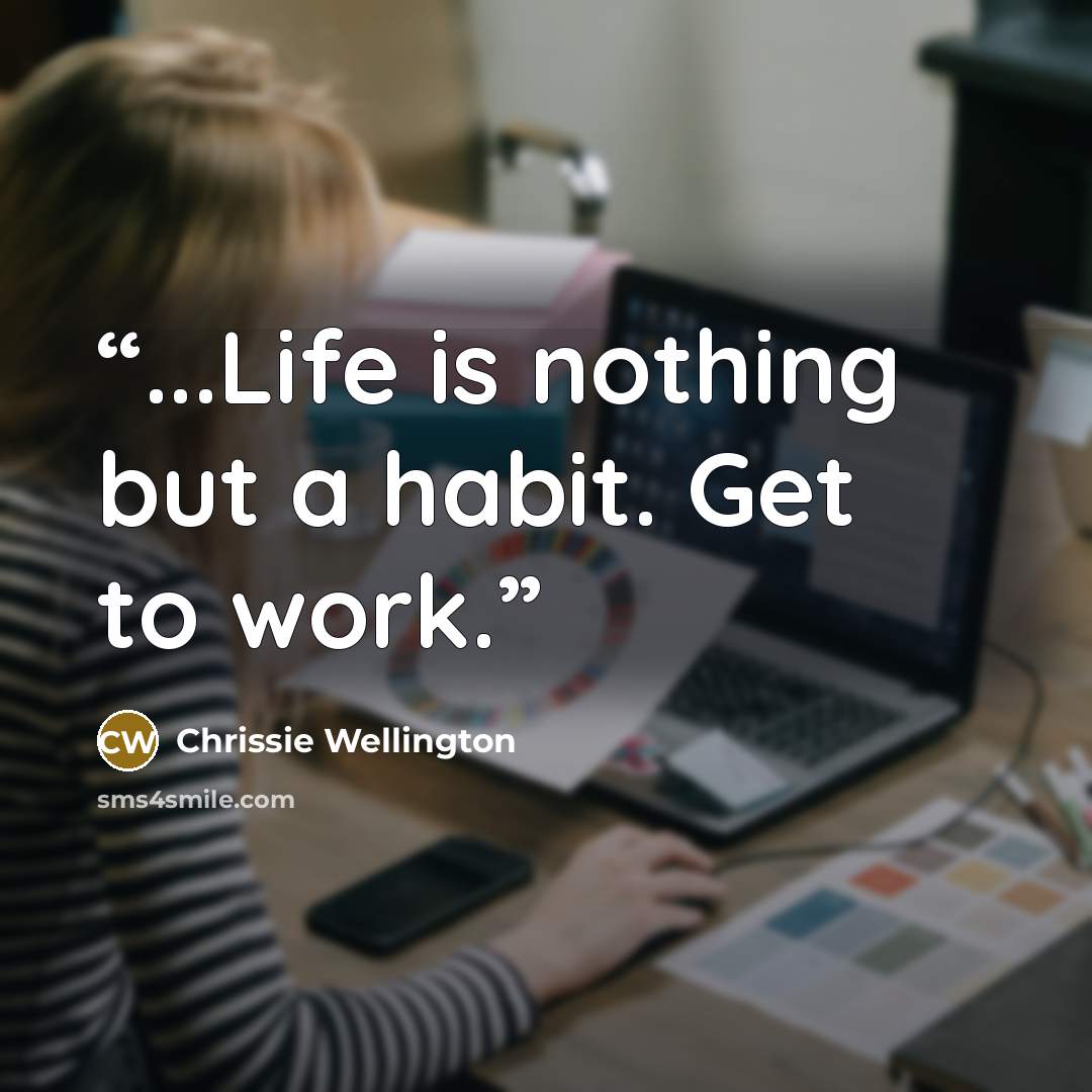 “...Life is nothing but a habit. Get to work.” quote by Chrissie Wellington