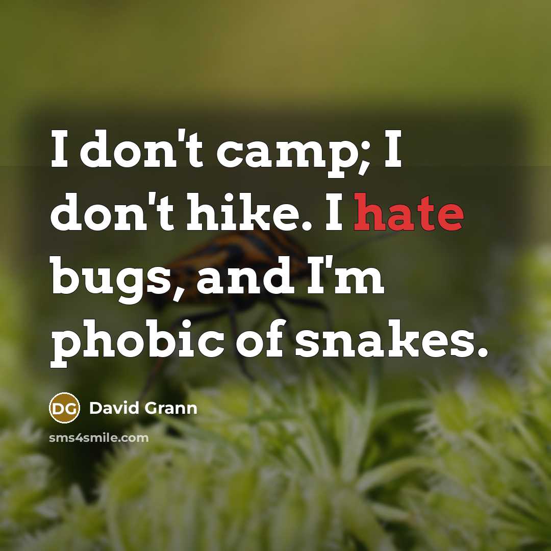 “I don't camp; I don't hike. I hate bugs, and…” quote by David Grann
