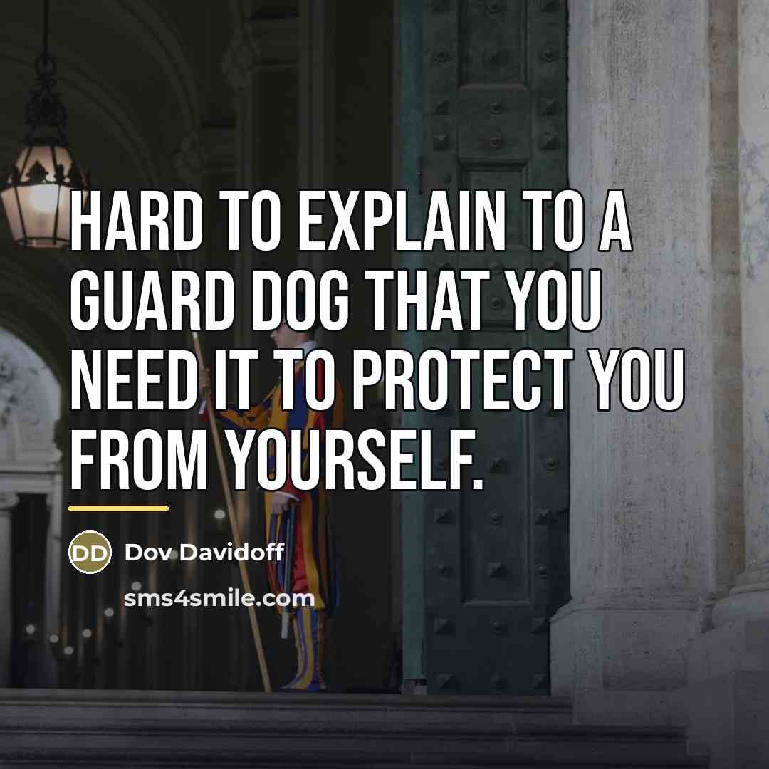 “Hard to explain to a guard dog that you need…” quote by Dov Davidoff