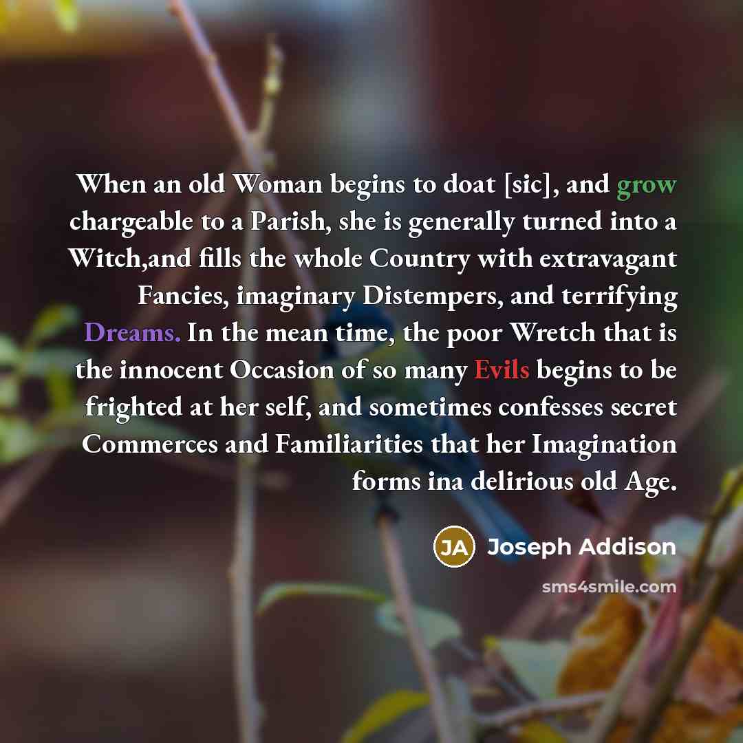 “When an old Woman begins to doat [sic], and grow…” quote by Joseph Addison