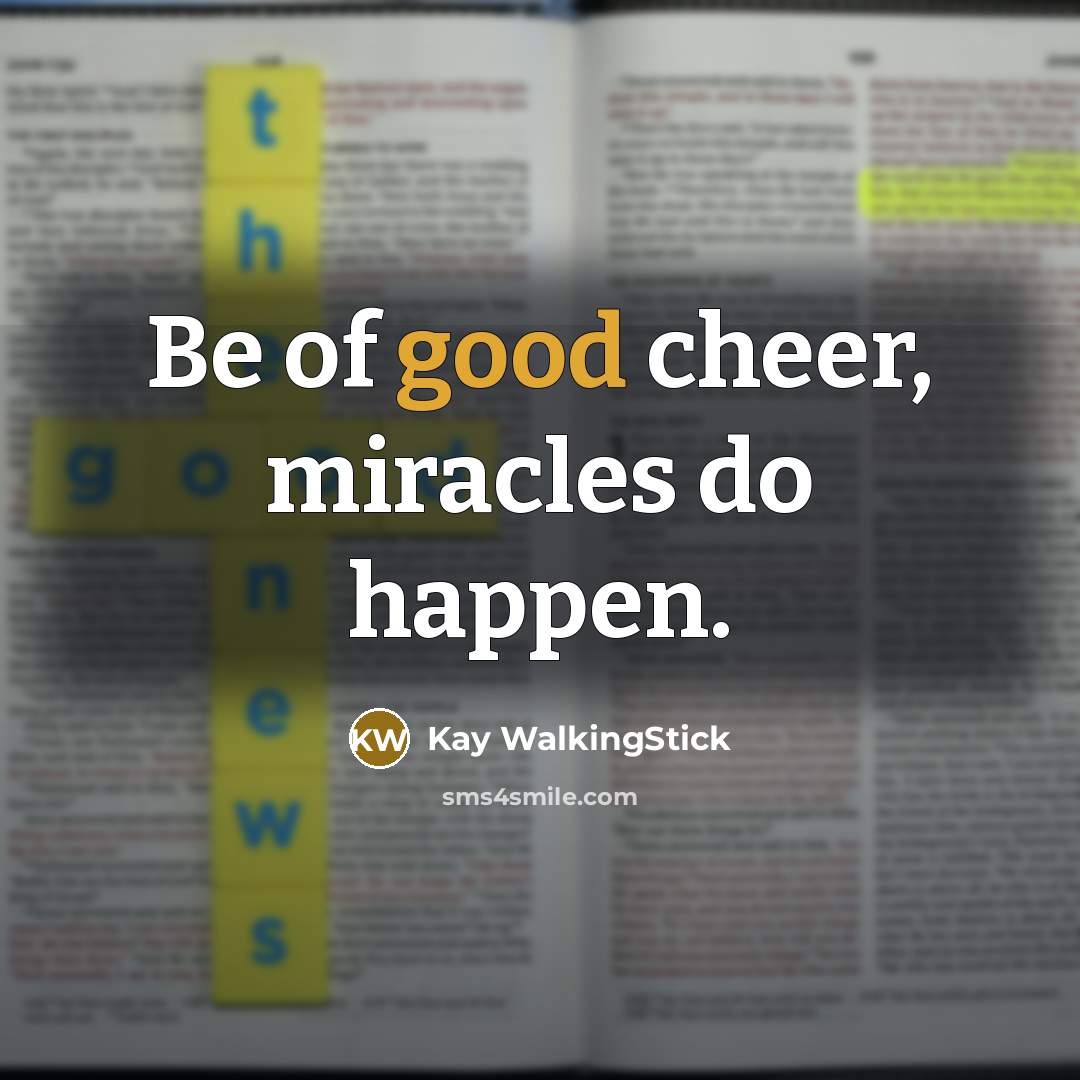 “Be of good cheer, miracles do happen.…” quote by Kay WalkingStick