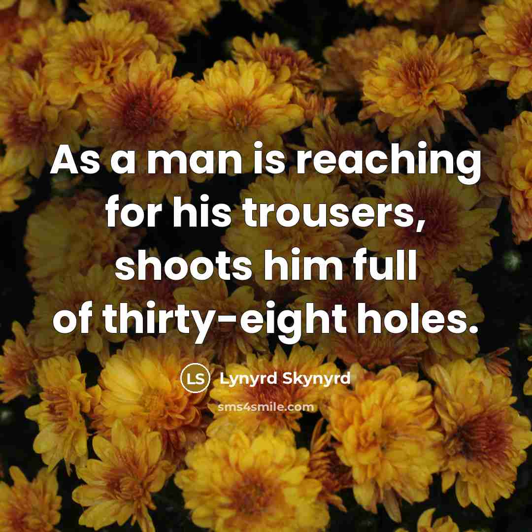 “As a man is reaching for his trousers, shoots him…” quote by Lynyrd Skynyrd