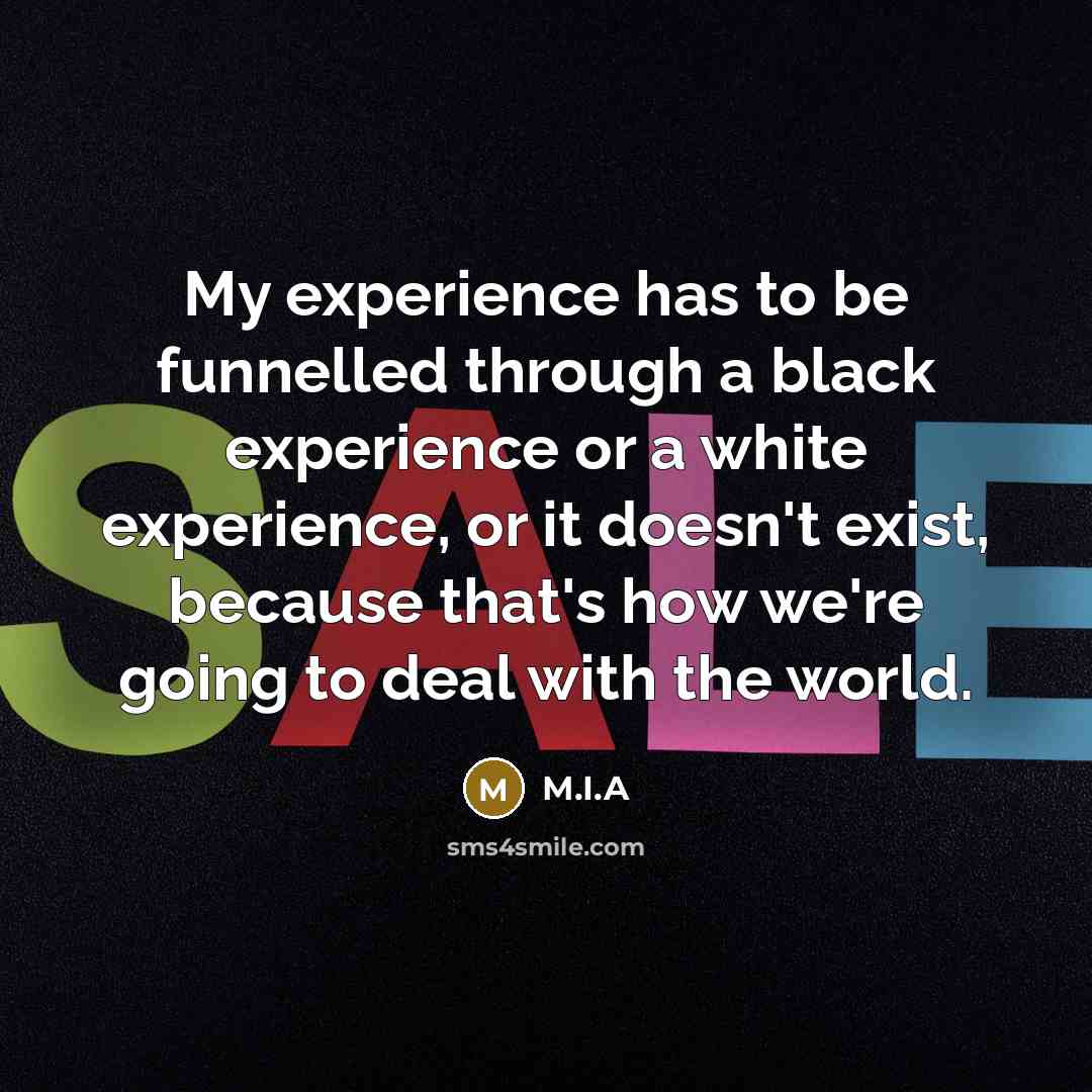 “My experience has to be funnelled through a black experience…” quote by M.I.A