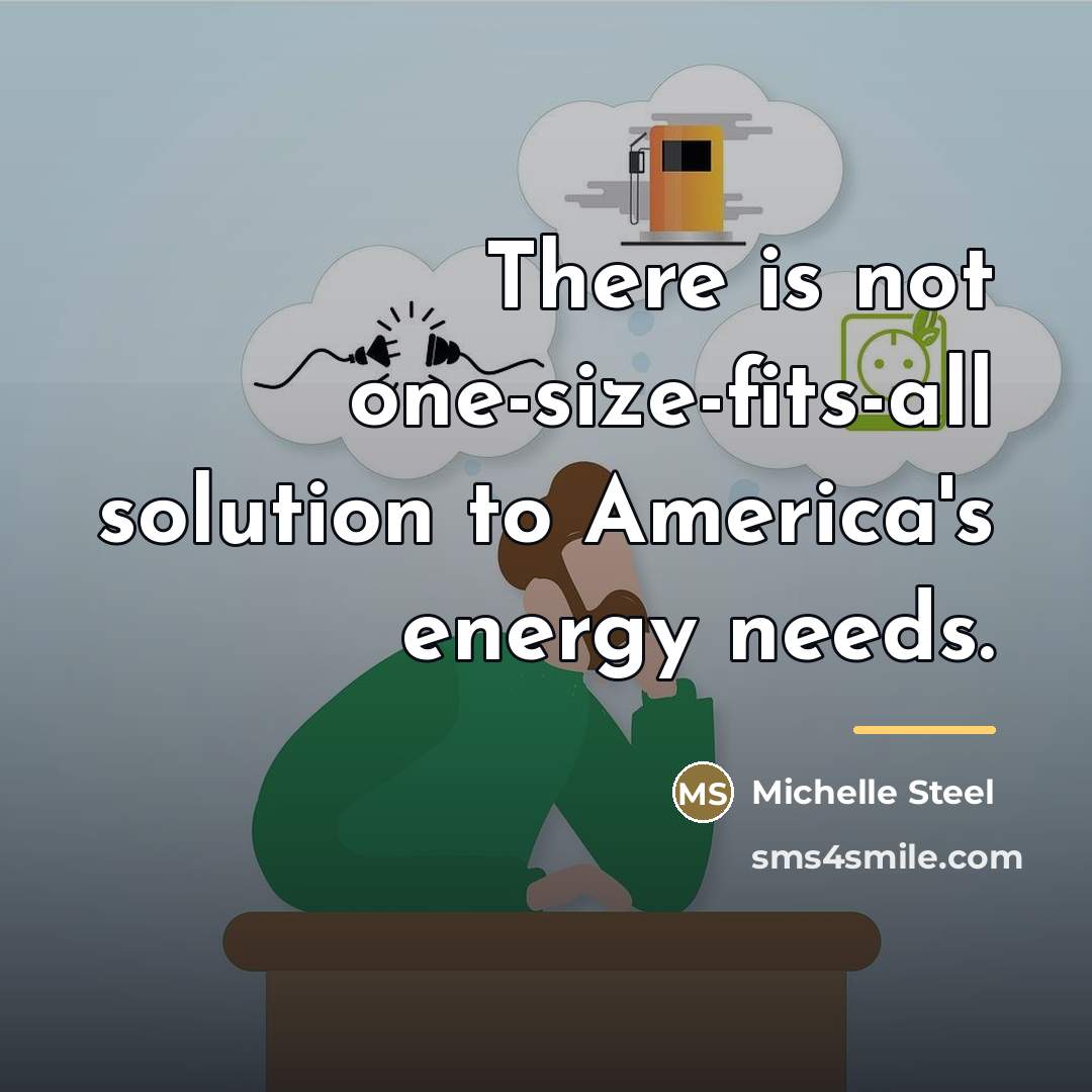 “There is not one-size-fits-all solution to America's energy needs.…” quote by Michelle Steel