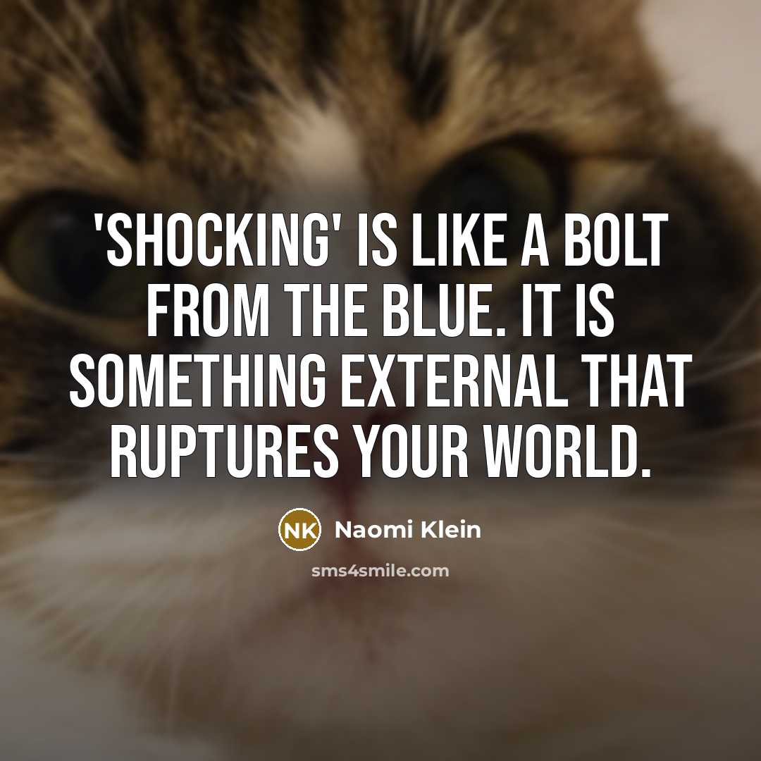 “'Shocking' is like a bolt from the blue. It is…” quote by Naomi Klein