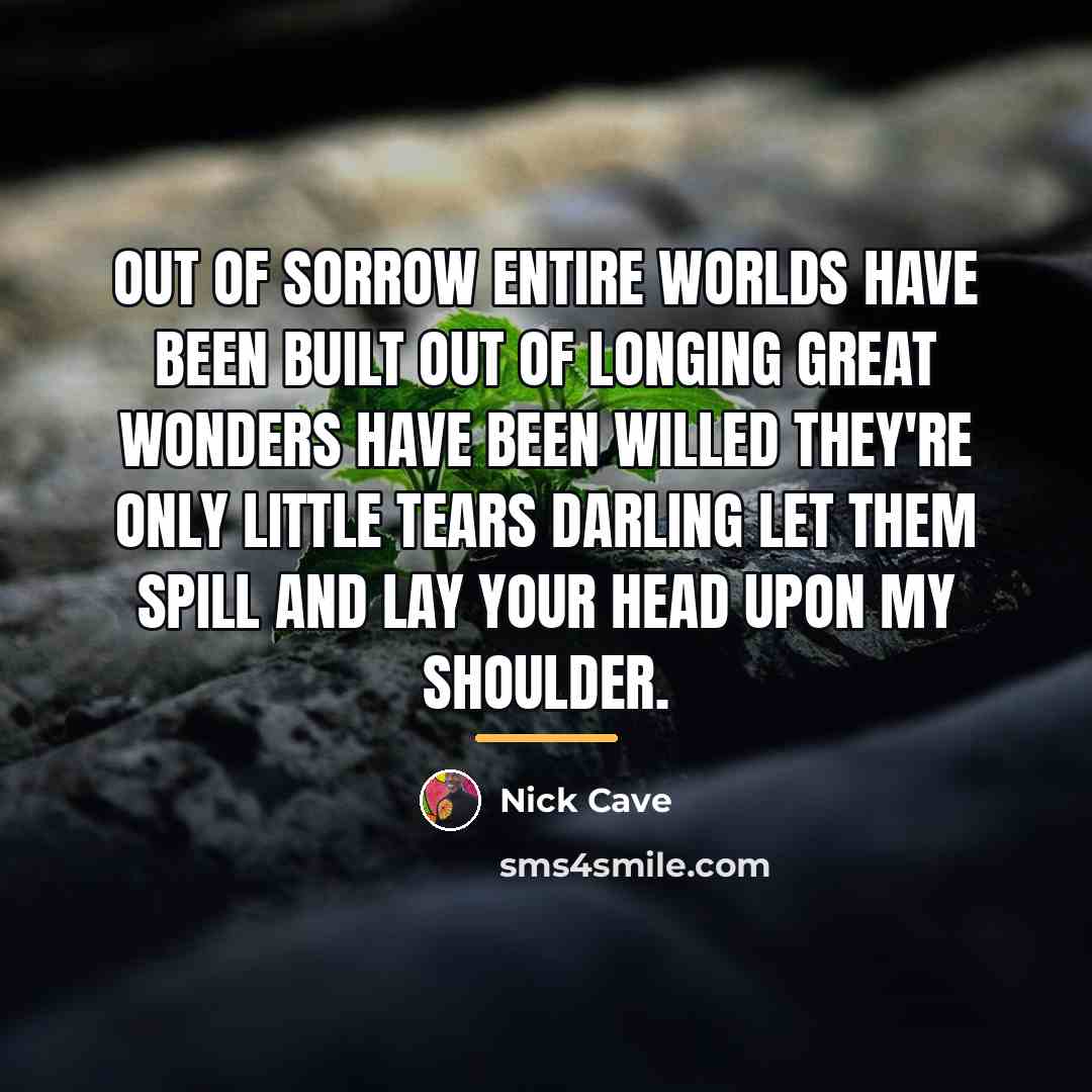 “Out of sorrow entire worlds have been built out of…” quote by Nick Cave
