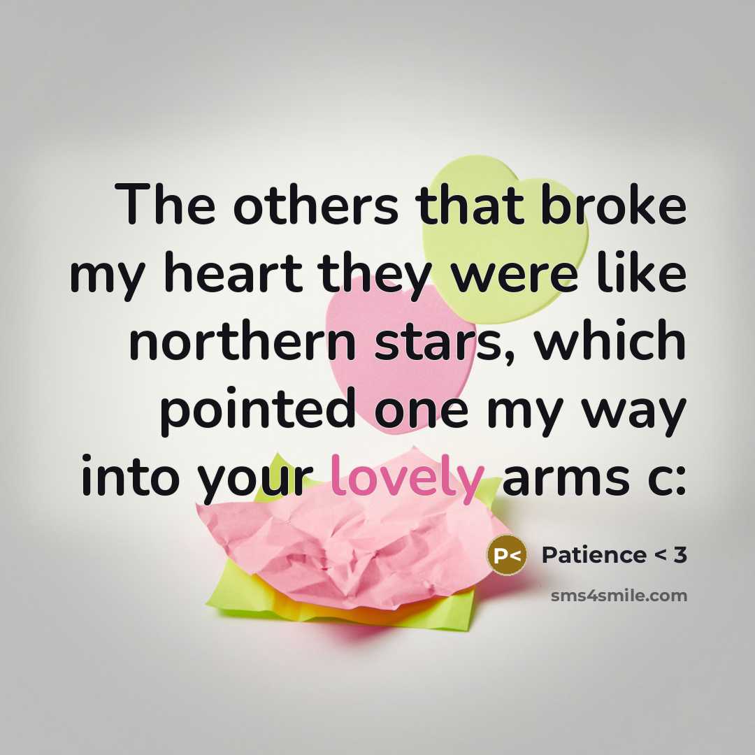 “The others that broke my heart they were like northern stars, which pointed one my way into your lovely arms c:” quote by Patience < 3