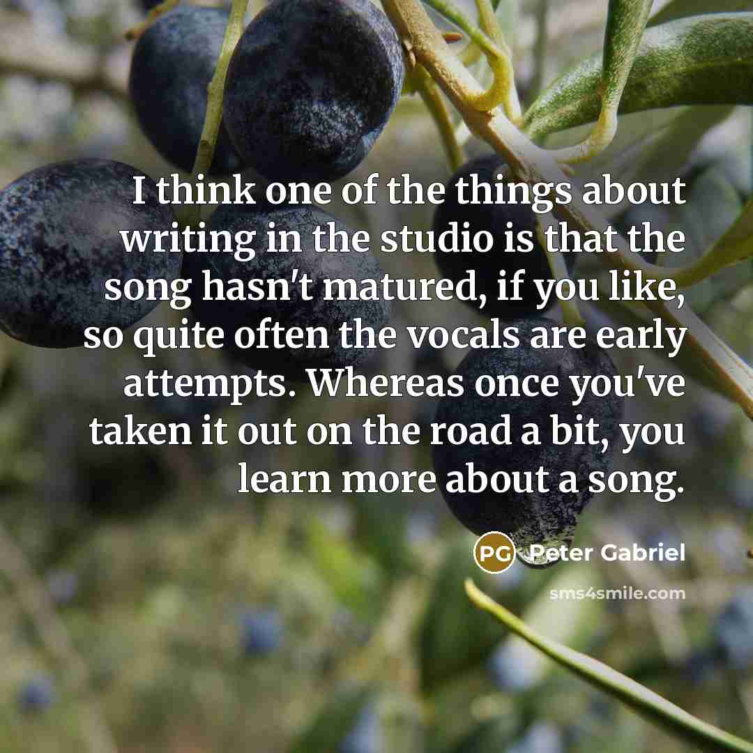 “I think one of the things about writing in the…” quote by Peter Gabriel