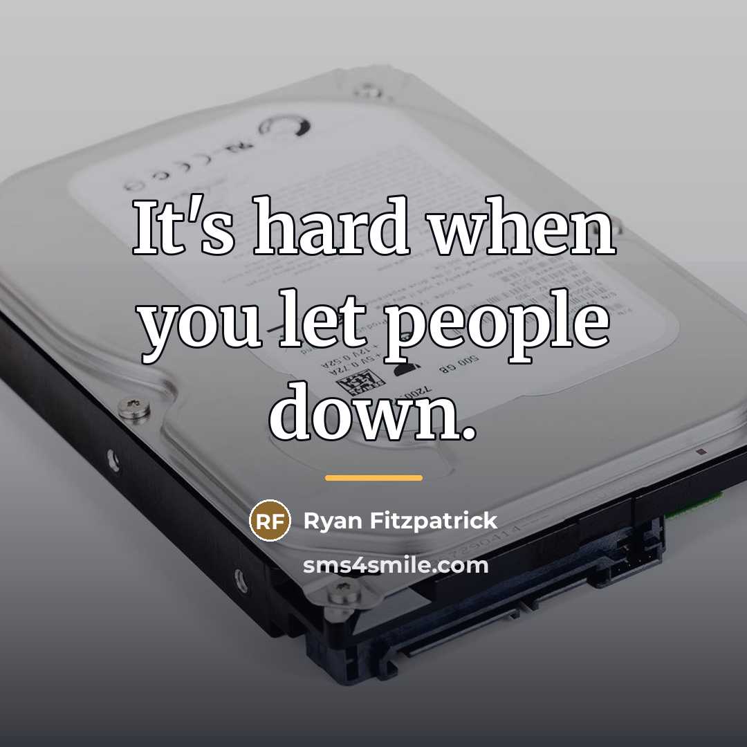 “It's hard when you let people down.…” quote by Ryan Fitzpatrick