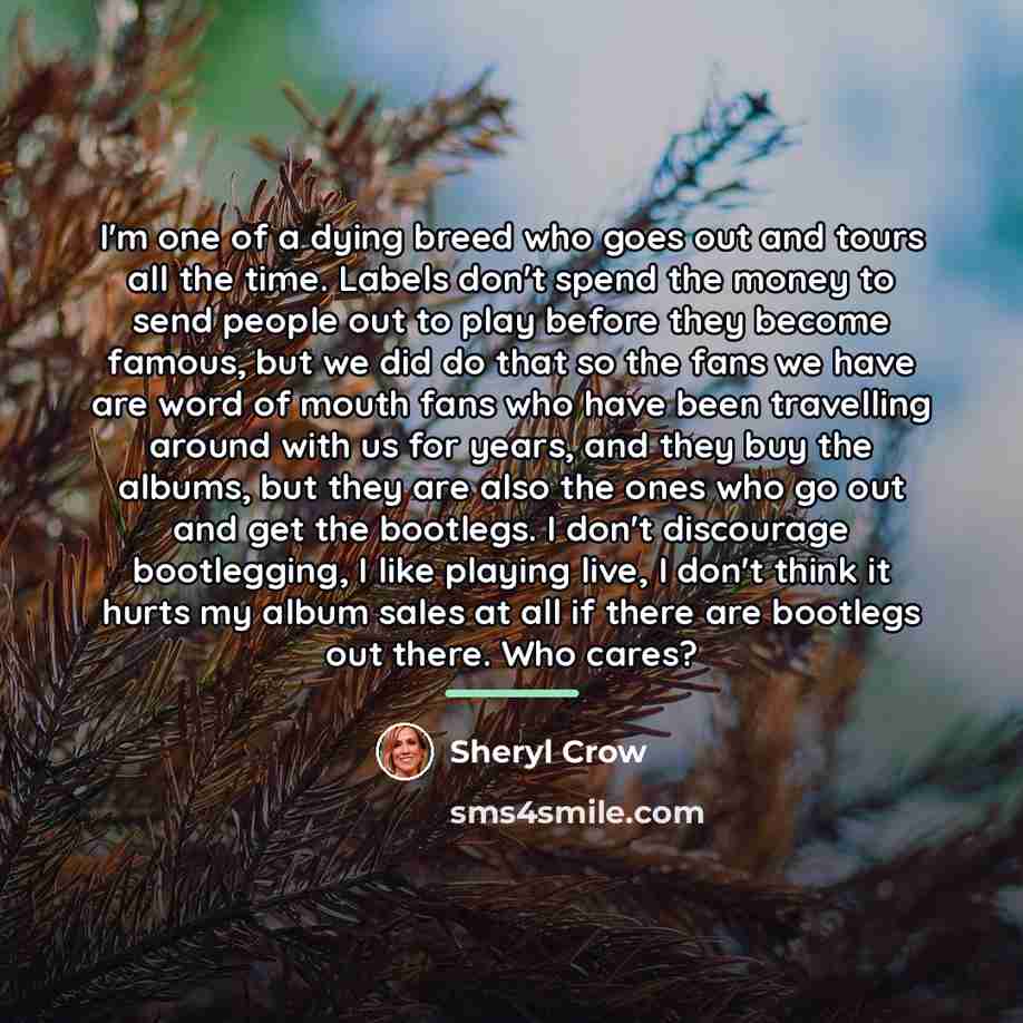“I'm one of a dying breed who goes out and…” quote by Sheryl Crow