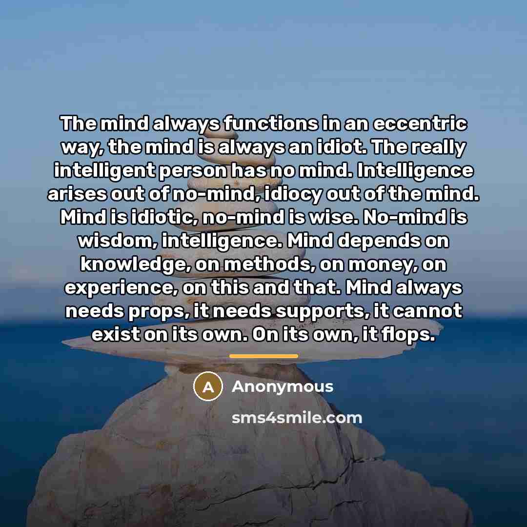 “The mind always functions in an eccentric way, the mind…” quote by Anonymous
