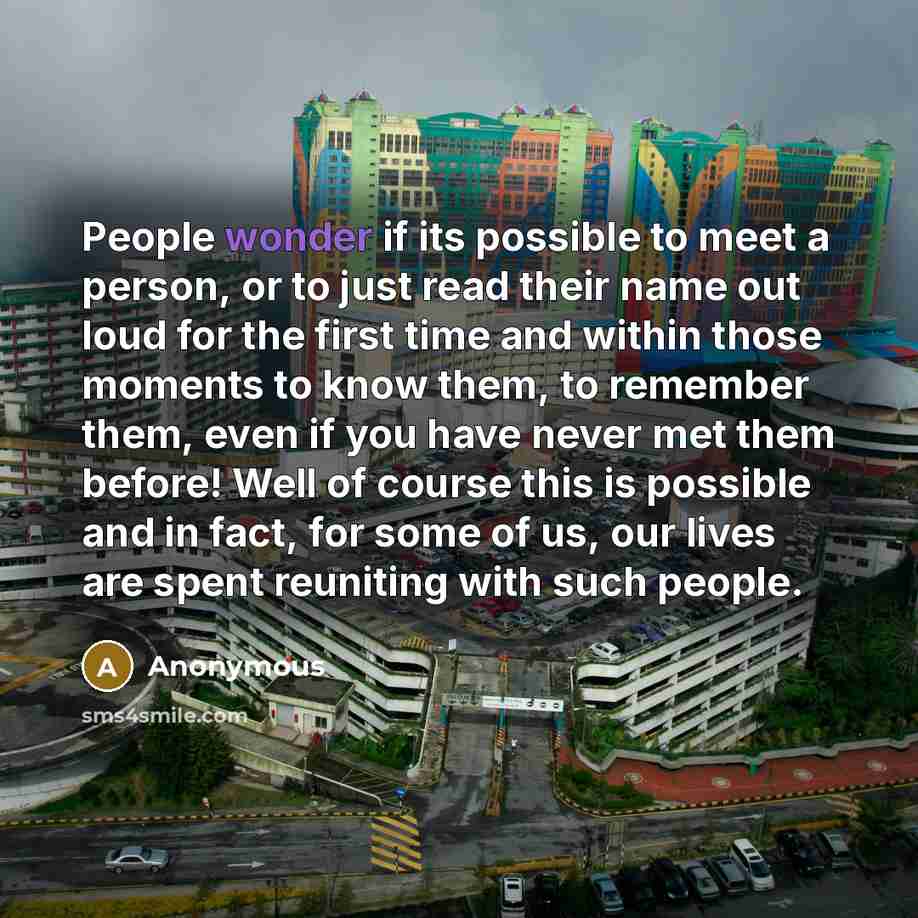 “People wonder if its possible to meet a person, or…” quote by Anonymous
