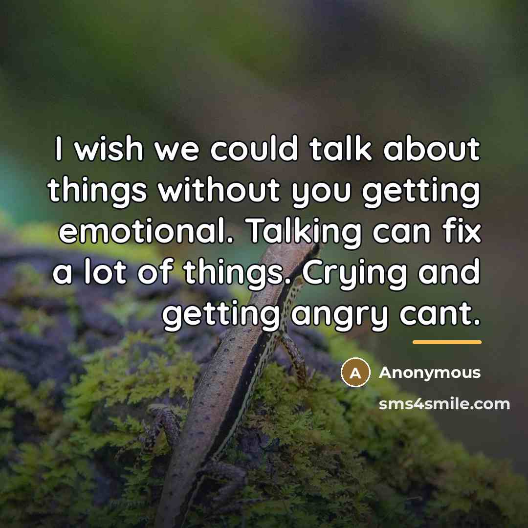 “I wish we could talk about things without you getting…” quote by Anonymous