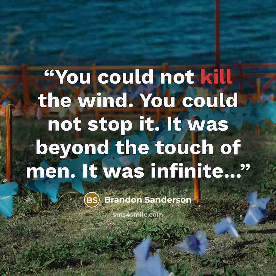 “You could not kill the wind. You could not stop it. It was beyond the touch of men. It was infinite...” quote by Brandon Sanderson
