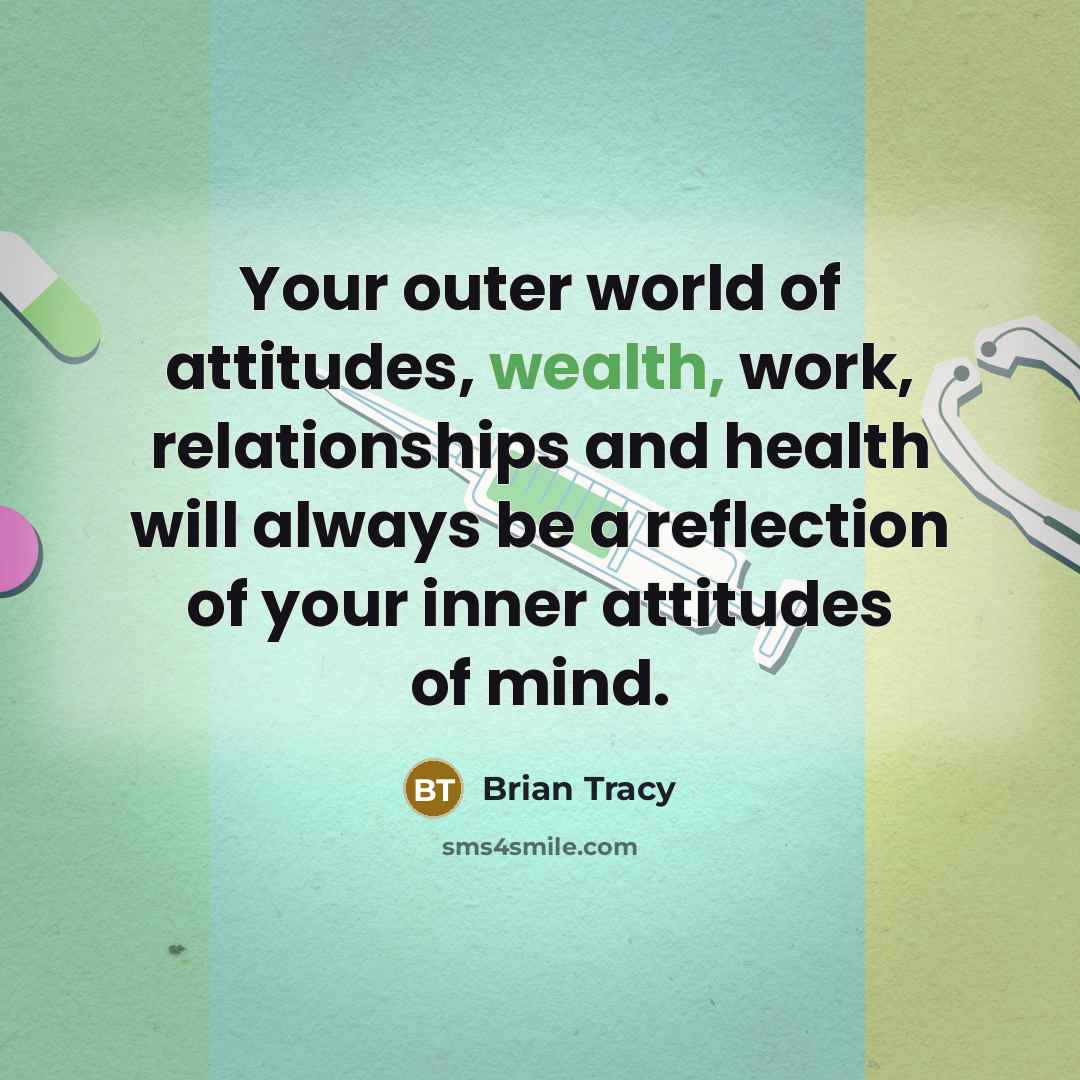 “Your outer world of attitudes, wealth, work, relationships and health…” quote by Brian Tracy
