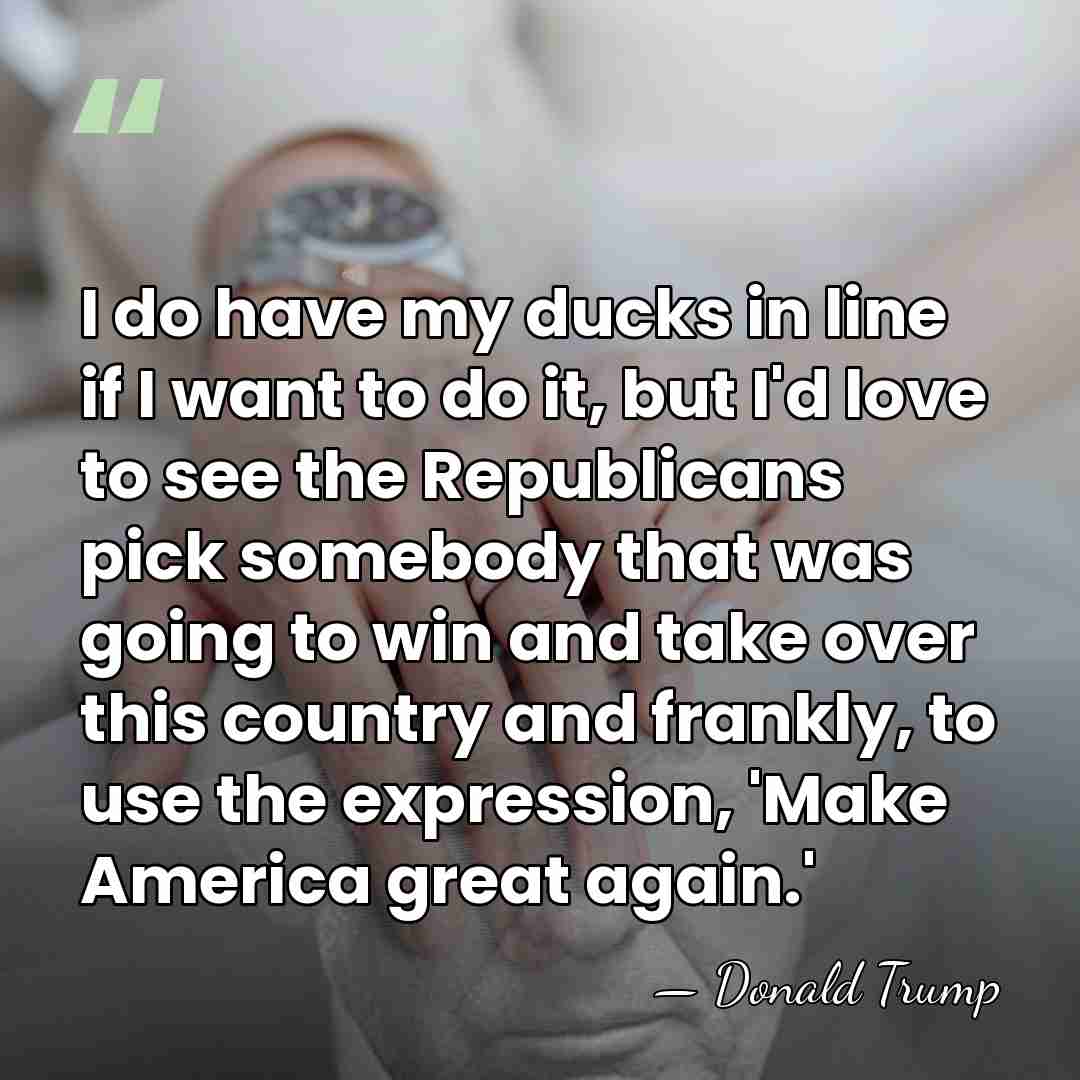 I do have my ducks in line if I want to do&hellip; - Donald Trump