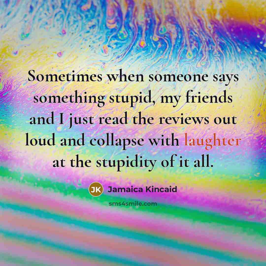 “Sometimes when someone says something stupid, my friends and I…” quote by Jamaica Kincaid