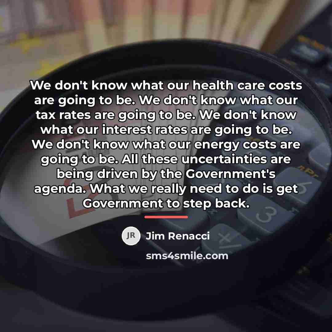 “We don't know what our health care costs are going…” quote by Jim Renacci