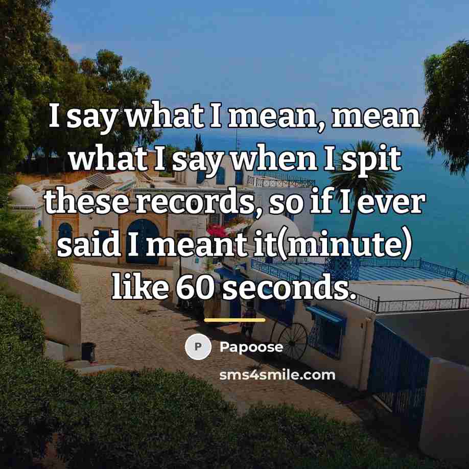 “I say what I mean, mean what I say when…” quote by Papoose