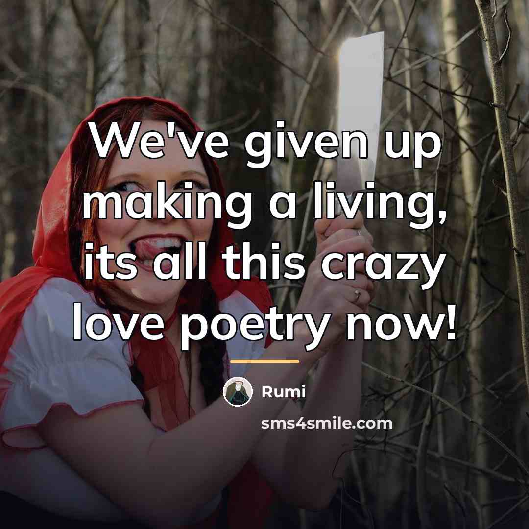 “We've given up making a living, its all this crazy…” quote by Rumi
