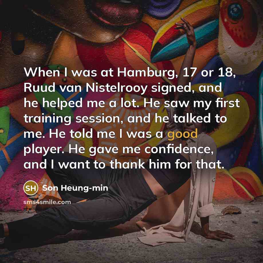 “When I was at Hamburg, 17 or 18, Ruud van…” quote by Son Heung-min