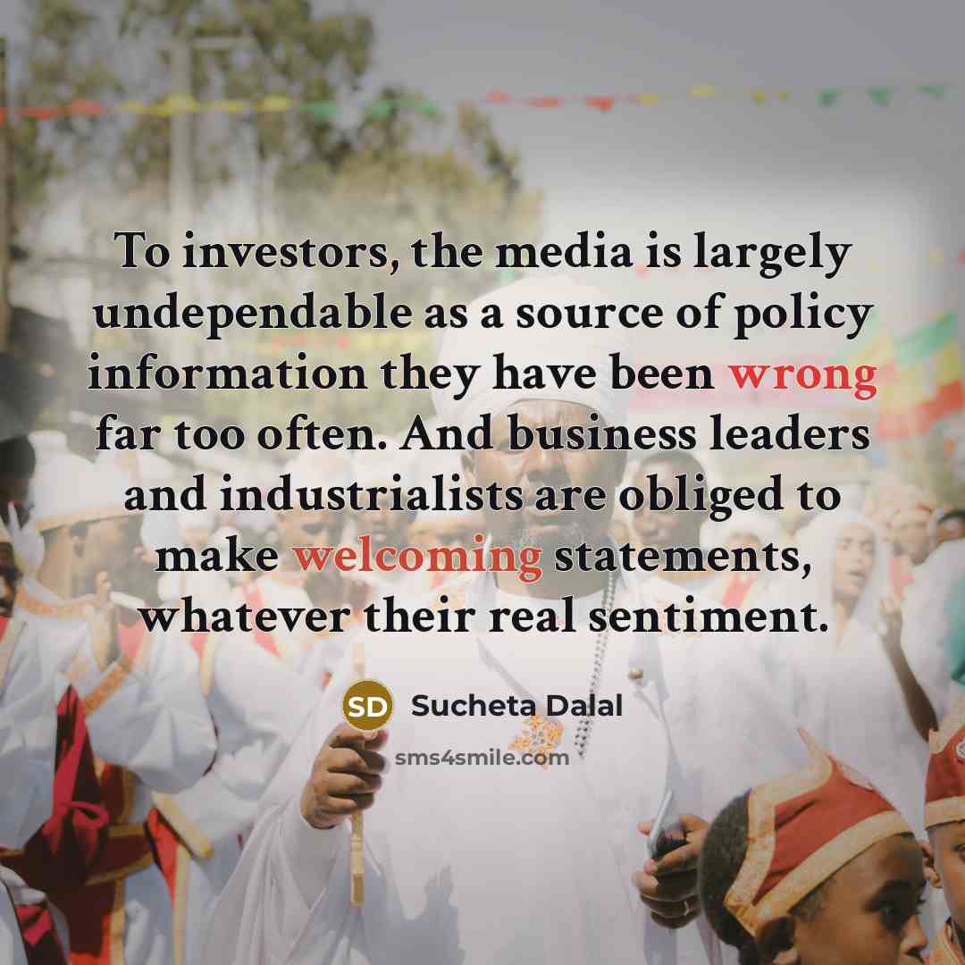 “To investors, the media is largely undependable as a source…” quote by Sucheta Dalal