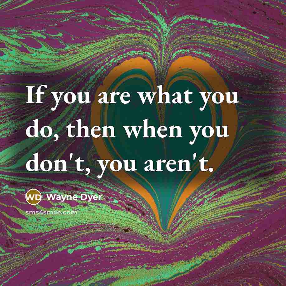 “If you are what you do, then when you don't,…” quote by Wayne Dyer