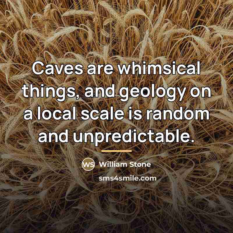 “Caves are whimsical things, and geology on a local scale…” quote by William Stone