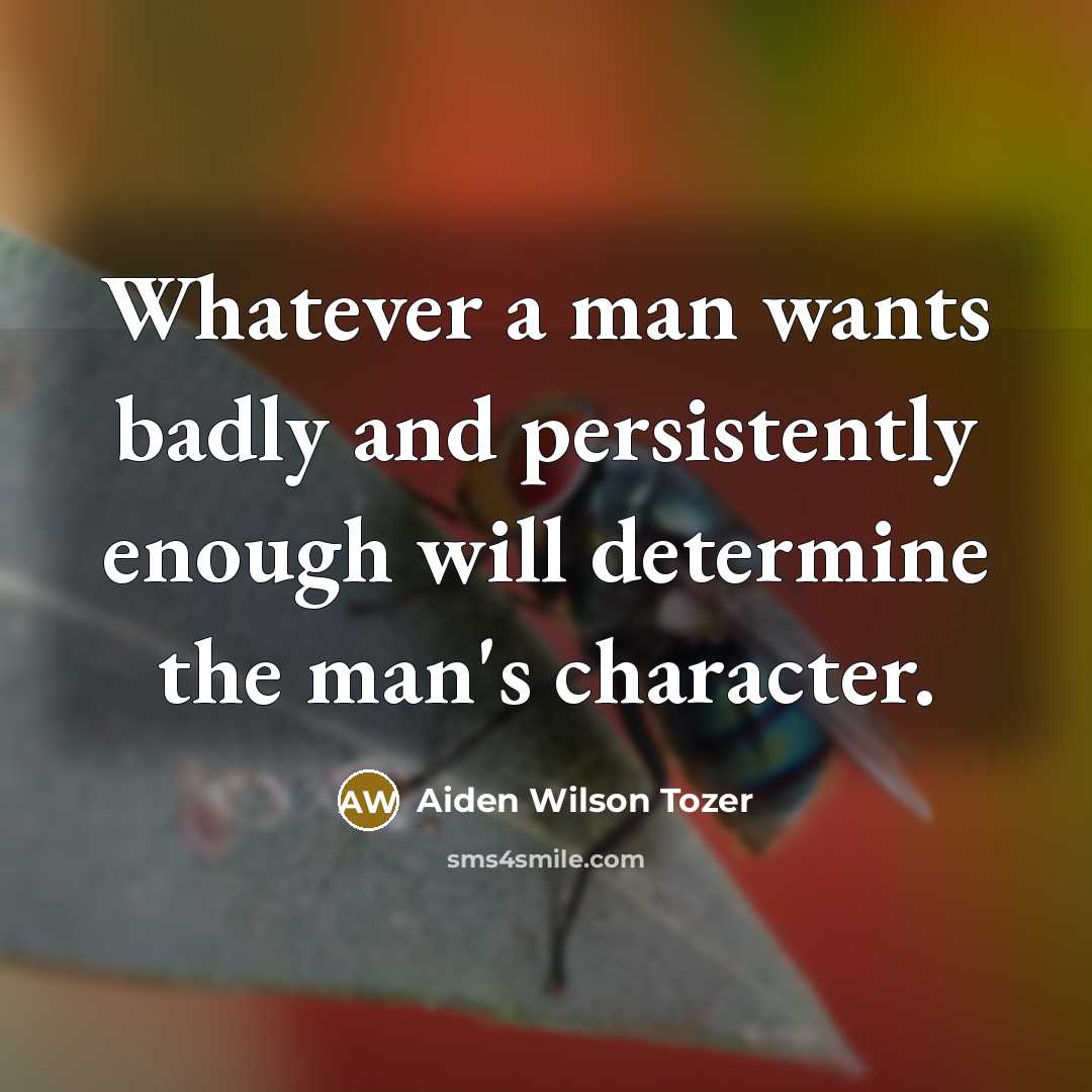 “Whatever a man wants badly and persistently enough will determine…” quote by Aiden Wilson Tozer