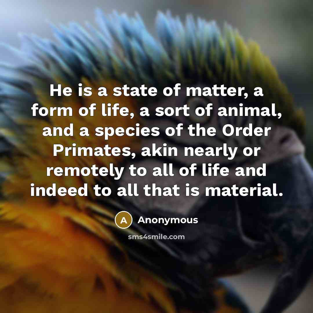 “He is a state of matter, a form of life,…” quote by Anonymous