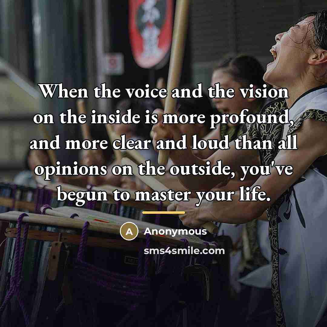 “When the voice and the vision on the inside is…” quote by John Demartini