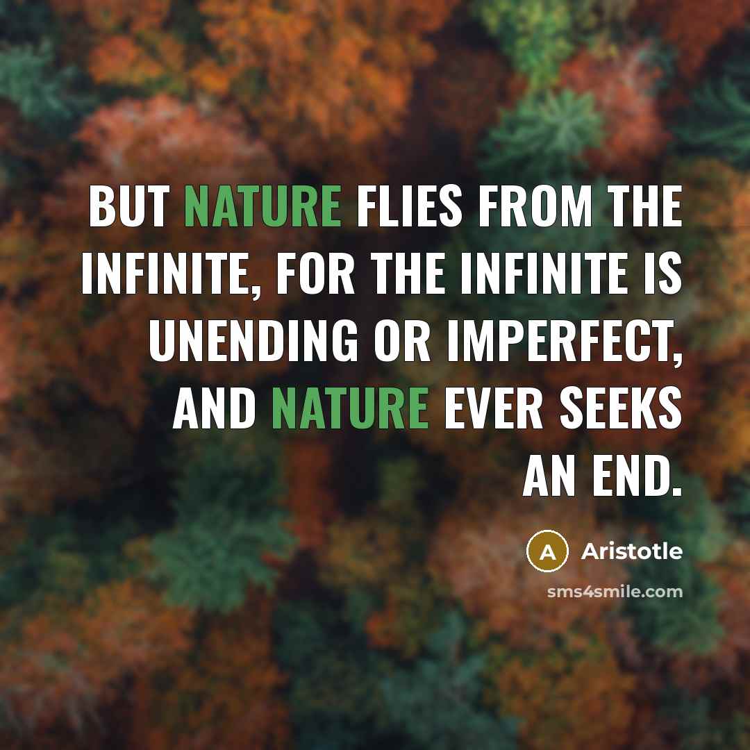 “But Nature flies from the infinite, for the infinite is…” quote by Aristotle