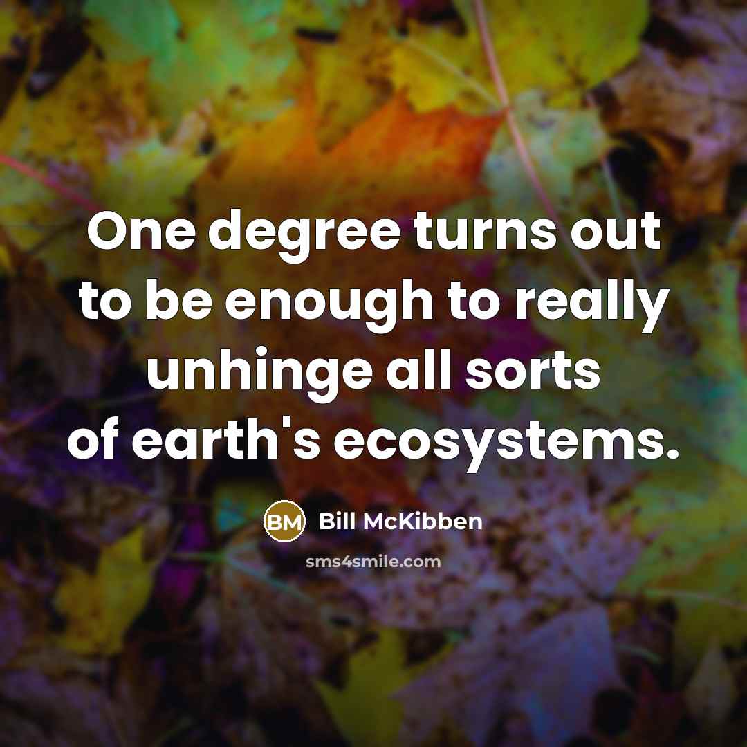 “One degree turns out to be enough to really unhinge…” quote by Bill McKibben
