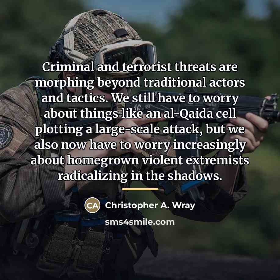 “Criminal and terrorist threats are morphing beyond traditional actors and…” quote by Christopher A. Wray