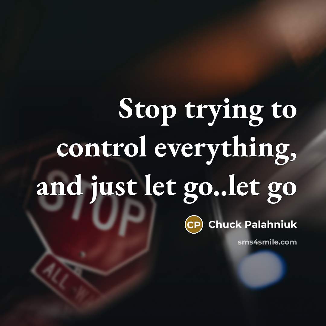 “Stop trying to control everything, and just let go..let go…” quote by Chuck Palahniuk