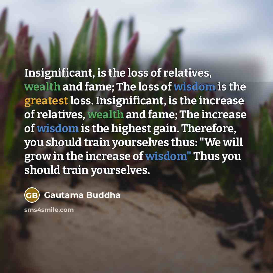 “Insignificant, is the loss of relatives, wealth and fame; The…” quote by Gautama Buddha