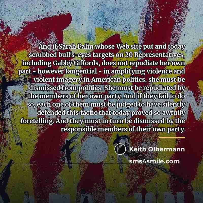 “And if Sarah Palin whose Web site put and today…” quote by Keith Olbermann