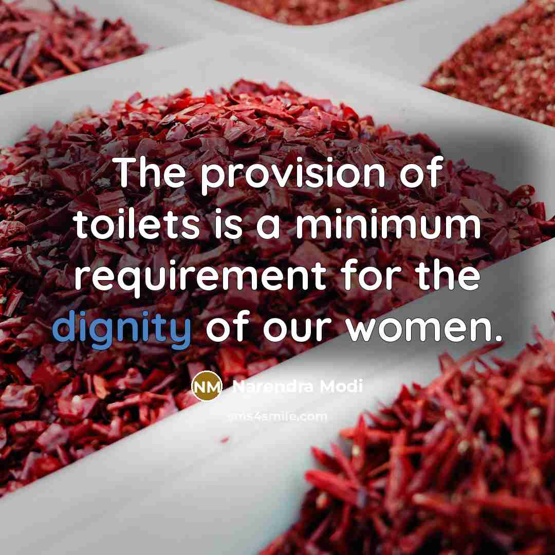 “The provision of toilets is a minimum requirement for the…” quote by Narendra Modi