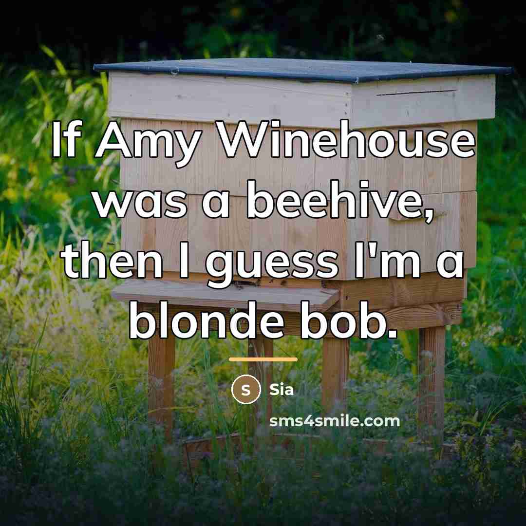 “If Amy Winehouse was a beehive, then I guess I'm…” quote by Sia