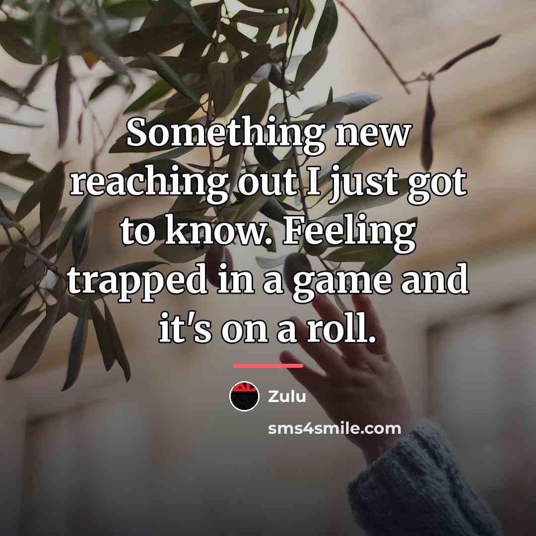 “Something new reaching out I just got to know. Feeling…” quote by Zulu