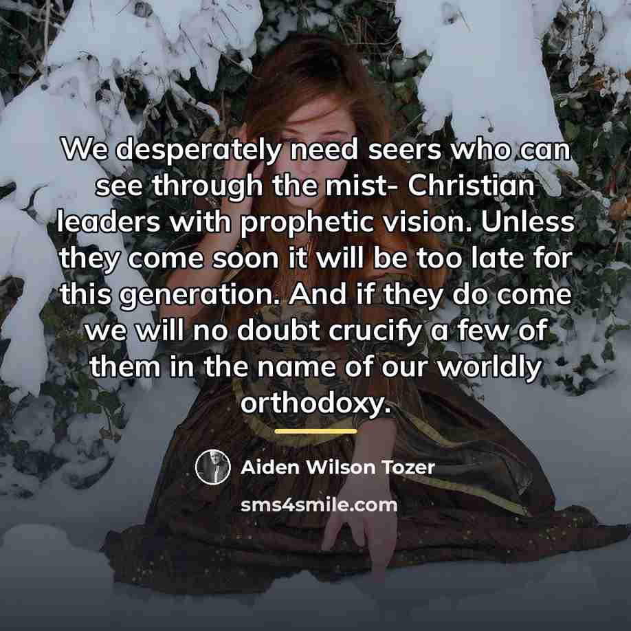 “We desperately need seers who can see through the mist-…” quote by Aiden Wilson Tozer