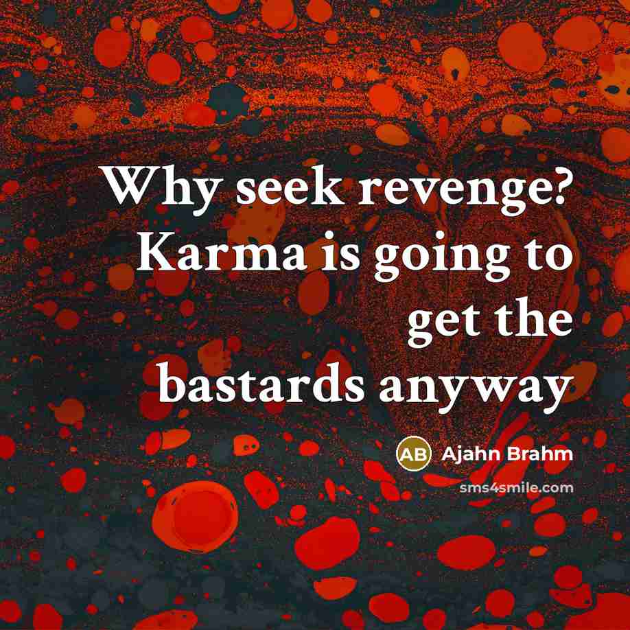 “Why seek revenge? Karma is going to get the bastards…” quote by Ajahn Brahm