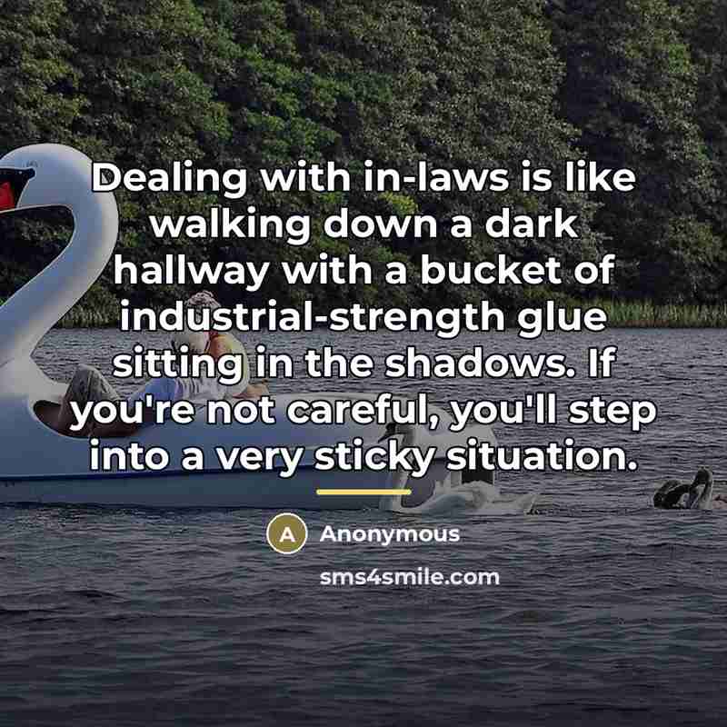 “Dealing with in-laws is like walking down a dark hallway…” quote by Anonymous