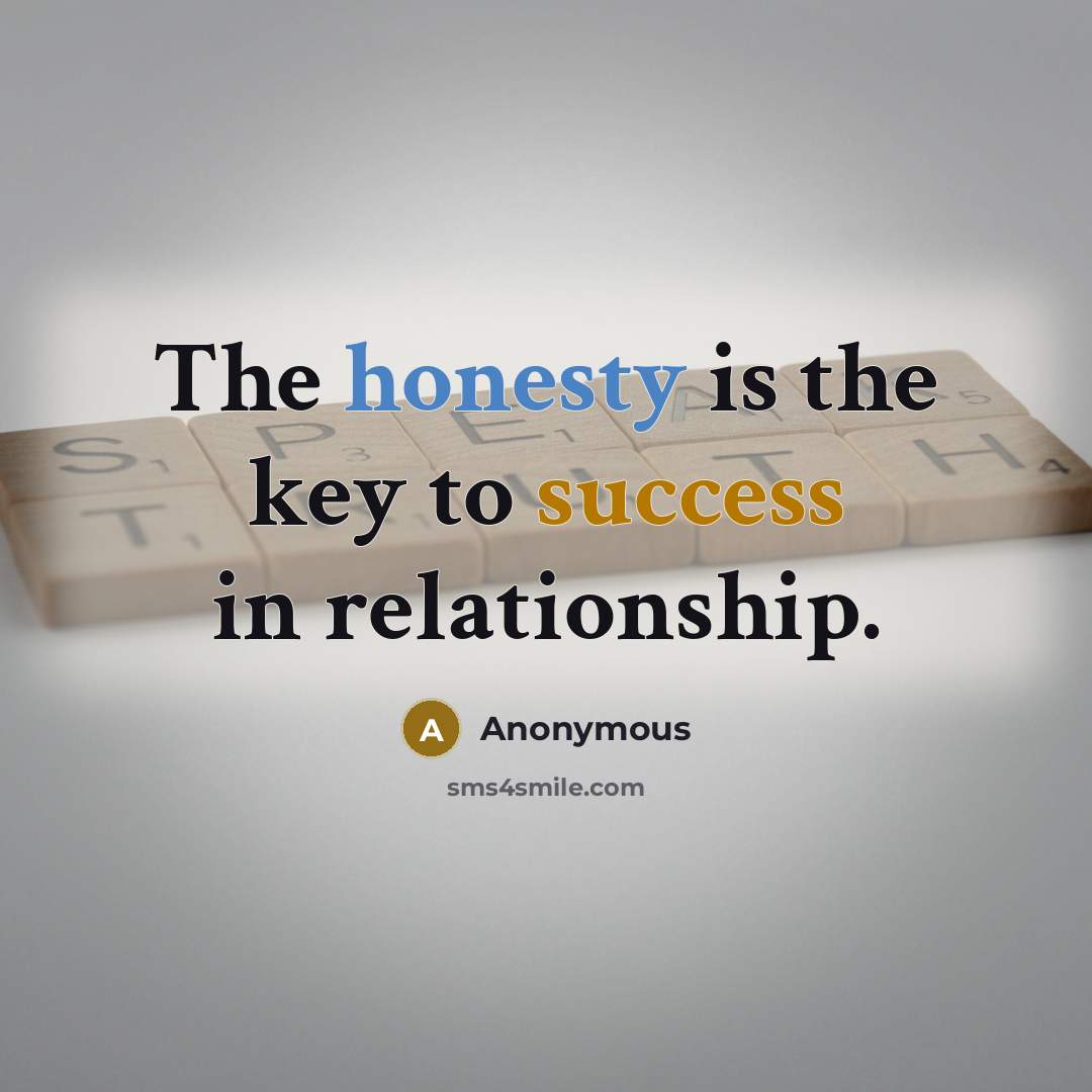 “The honesty is the key to success in relationship.…” quote by Anonymous
