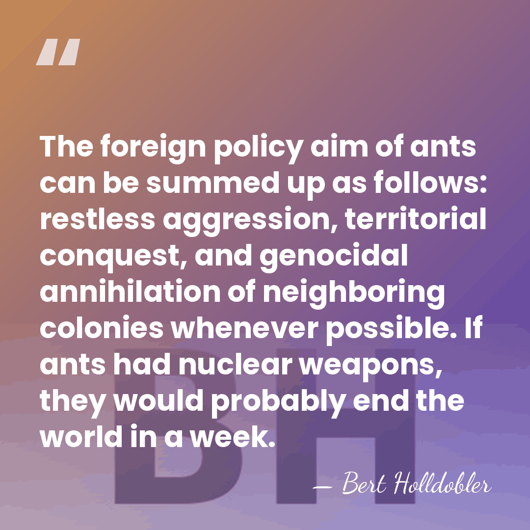 The foreign policy aim of ants can be summed up as follows:&hellip; - Bert Holldobler