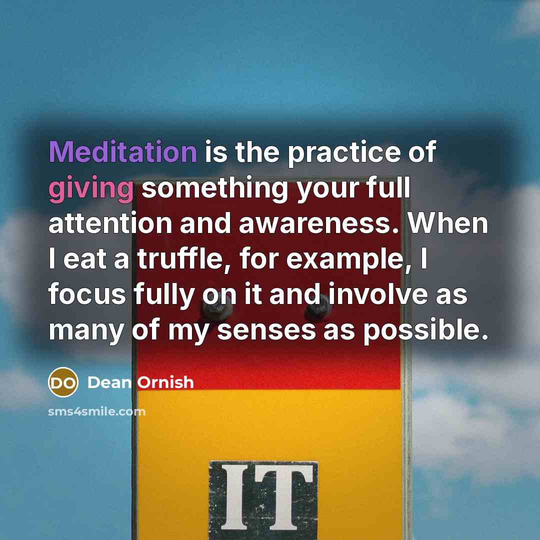 “Meditation is the practice of giving something your full attention…” quote by Dean Ornish