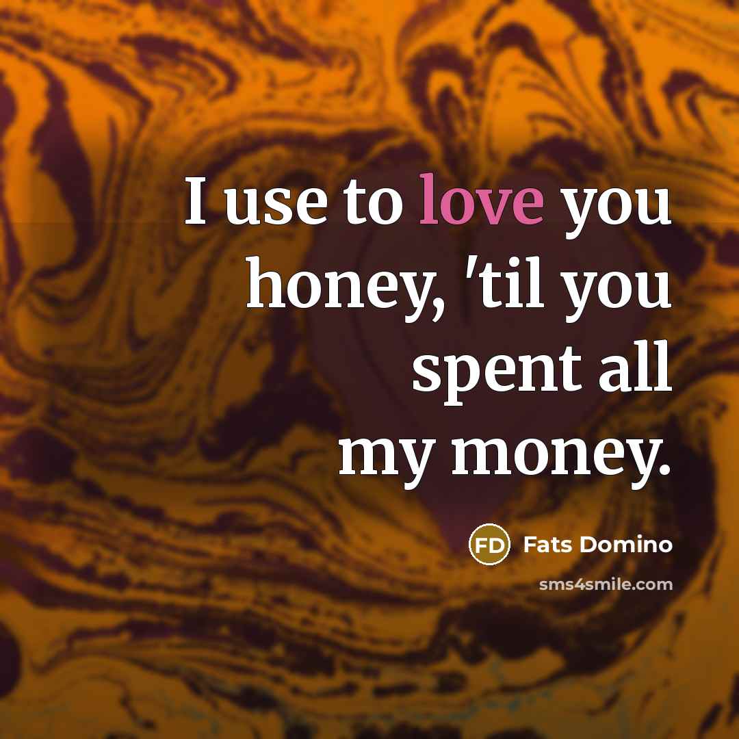 “I use to love you honey, 'til you spent all…” quote by Fats Domino