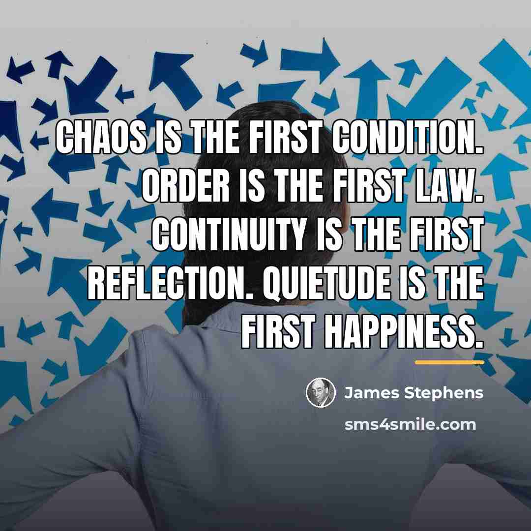 “Chaos is the first condition. Order is the first law.…” quote by James Stephens