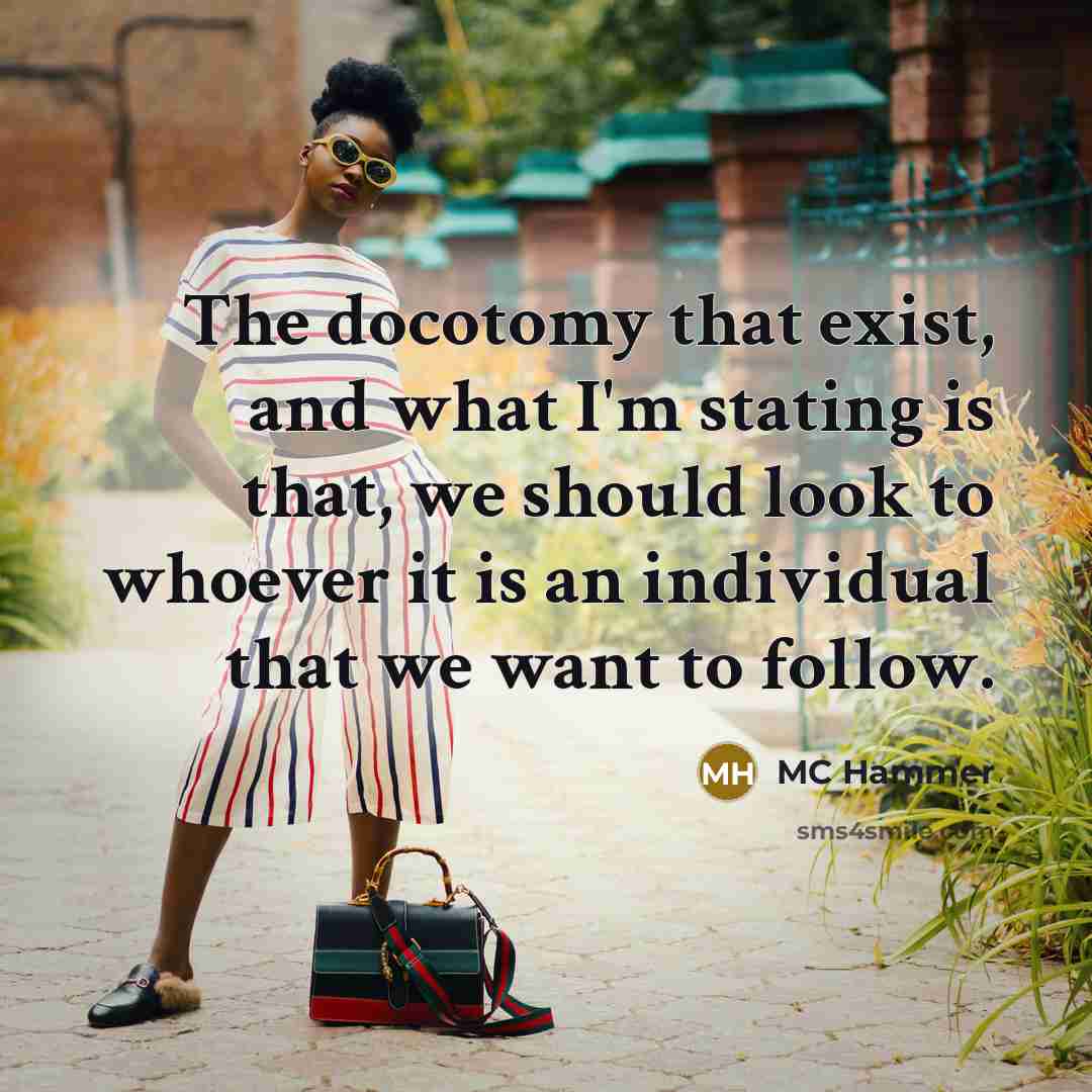 “The docotomy that exist, and what I'm stating is that,…” quote by MC Hammer