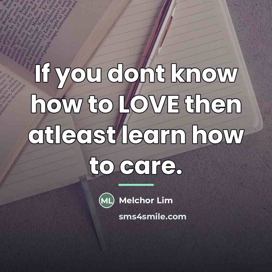 “If you dont know how to LOVE then atleast learn…” quote by Melchor Lim